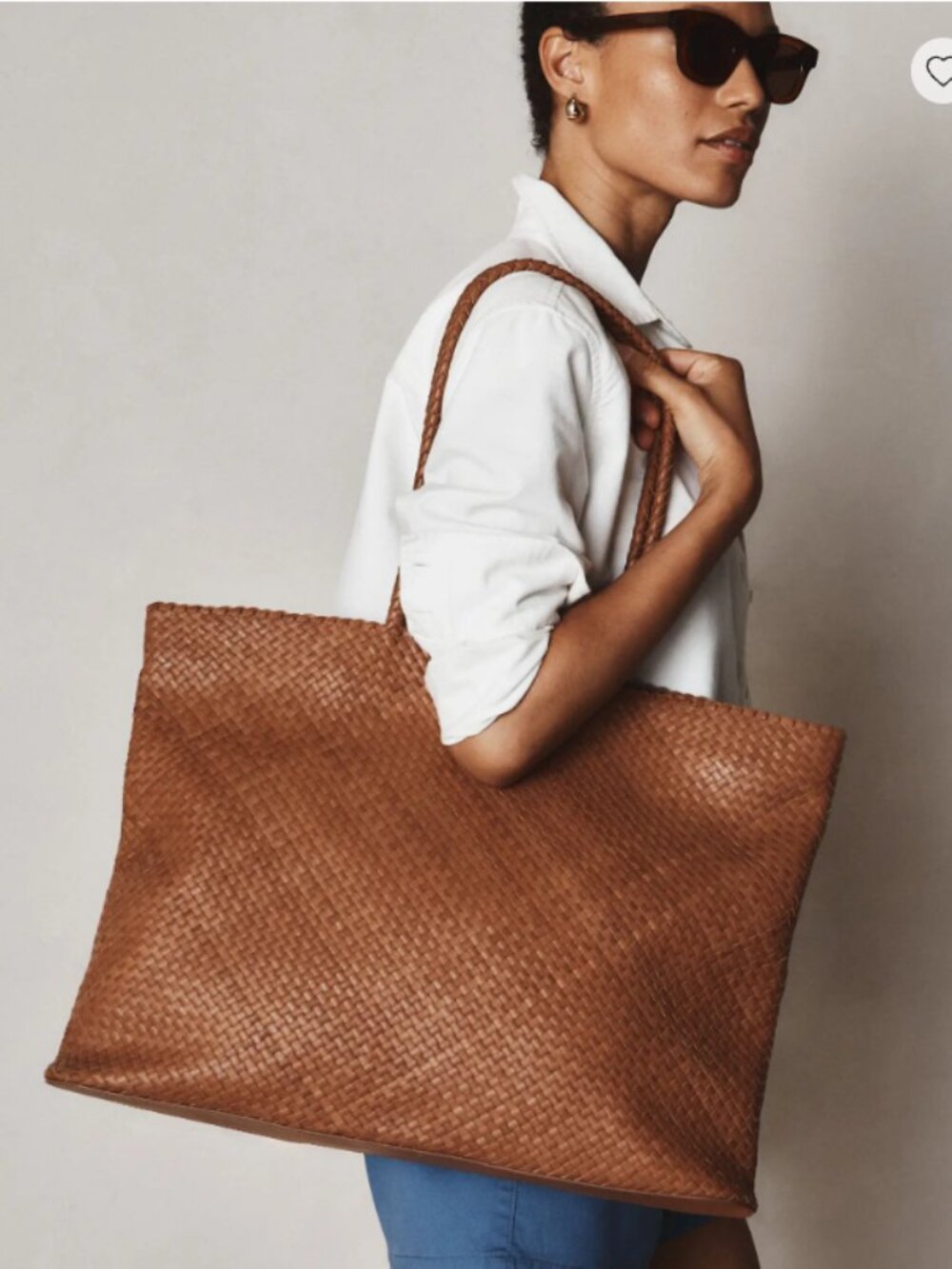 NWOT Quince Siena Handwoven Italian Leather Tote | Cognac | MSRP $154